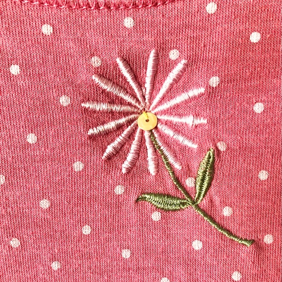 SML Sport Pink White Polka Dot Embroidered Top Size Large - Picture 5 of 7